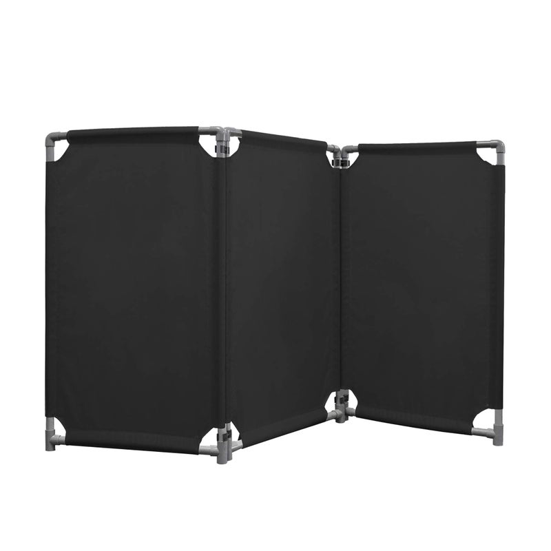 Reliancer 3 Panels Safety Barricade 5.8FT Foldable Security Sign Barrier Gate with Heavy Duty PVC Frame High Visibility Caution Symbol Crowd Control Restricted Area Pedestrian Barricade Traffic Fence Black - Image 1